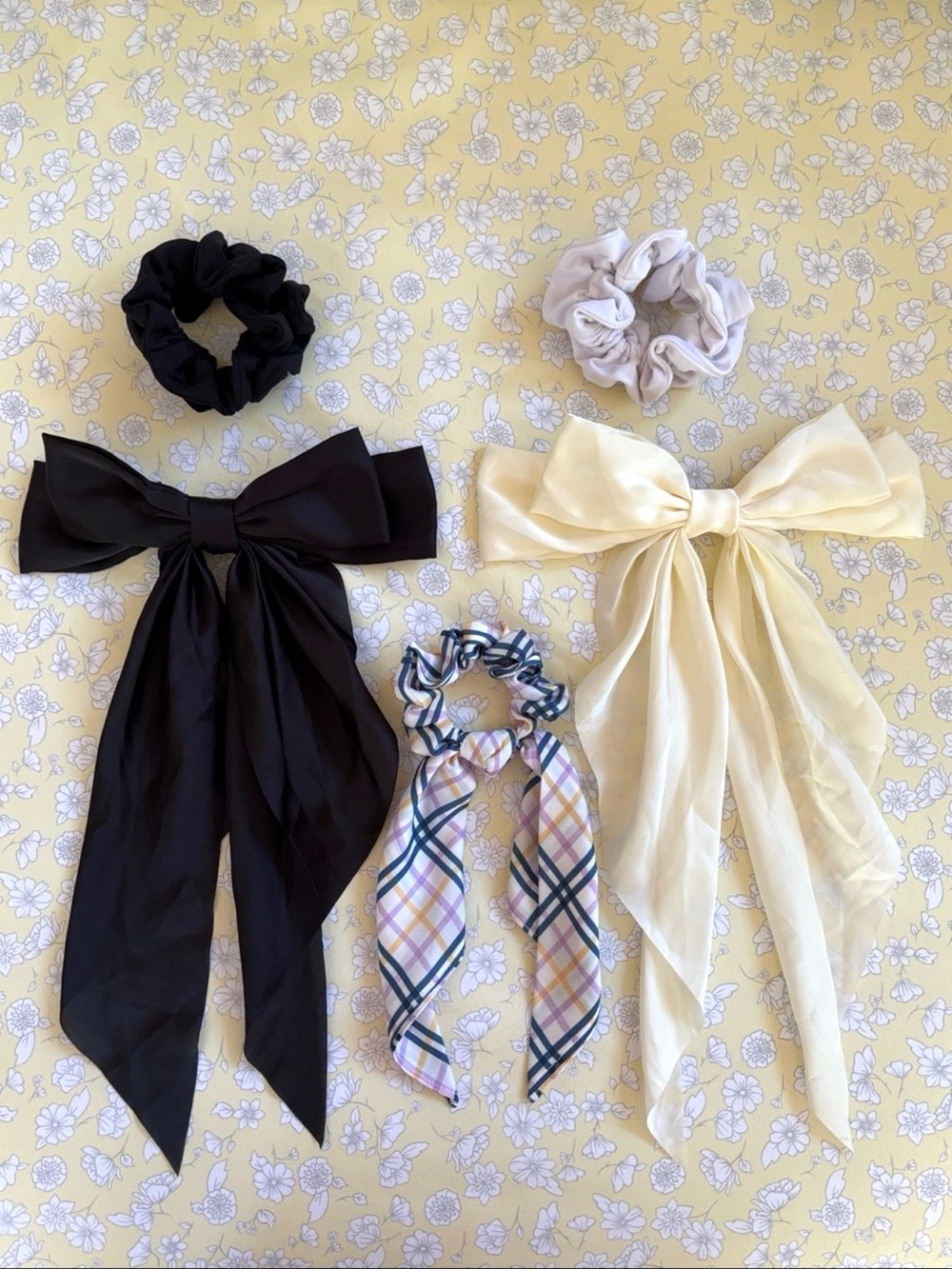 Hair Accessory Bundle - Bow Clips, Scrunchies